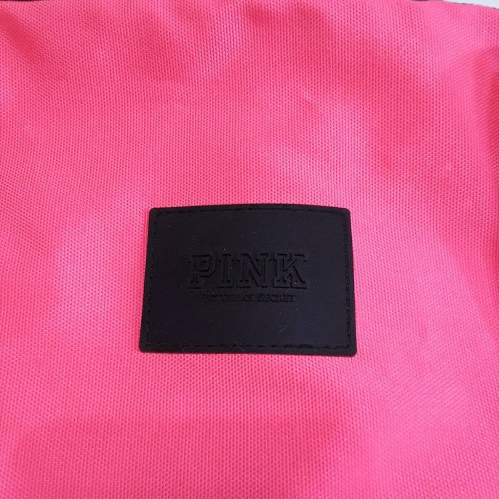 PINK tote Large Bag, Black and Pink zip Closure womens - Picture 3 of 9